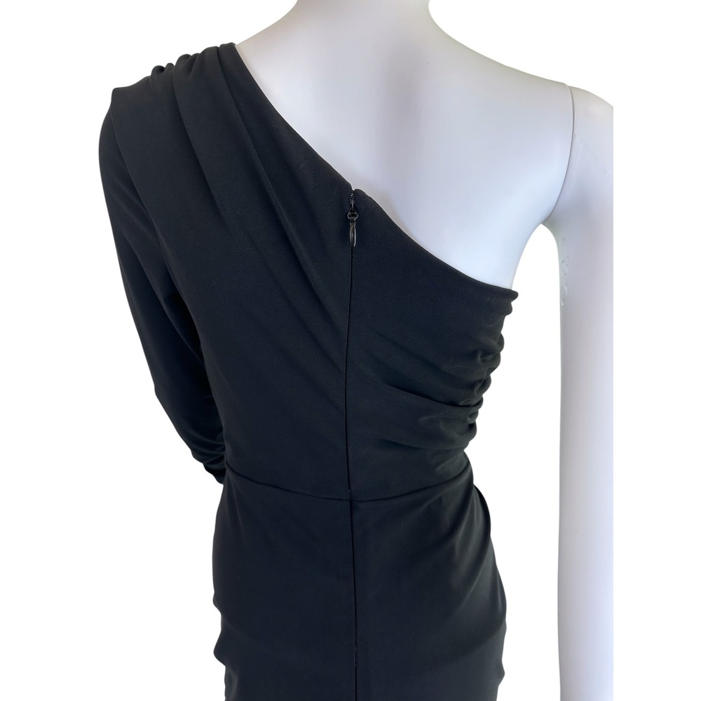 Cinq à Sept Alora One Shoulder Ruched Bodycon Dress Black Womens Size 6 - Picture 5 of 8